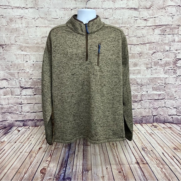 Ruff Hewn Green 1/4 Zip Long Sleeve Fleece Sweatshirt - Picture 1 of 8